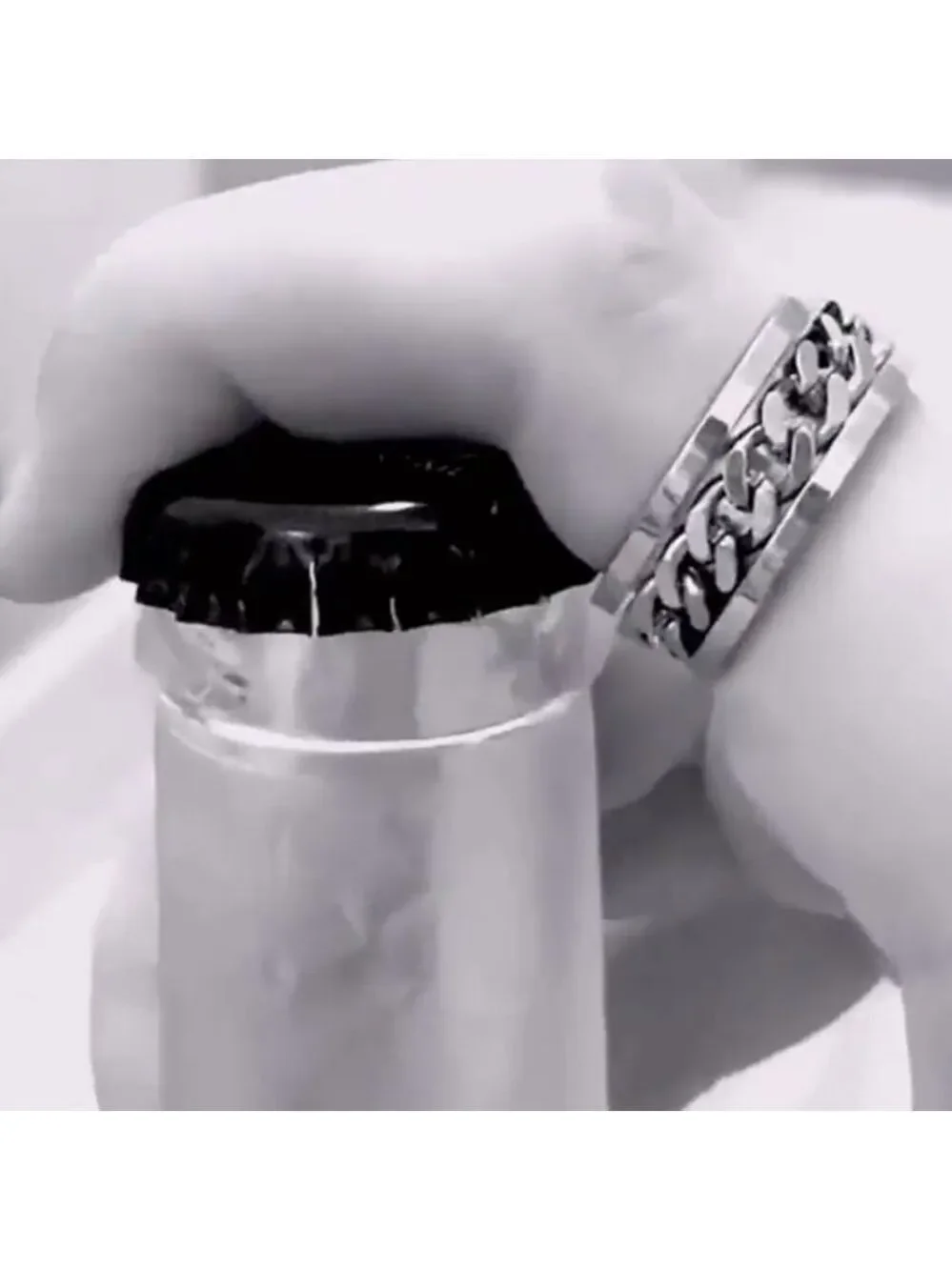 Men's Stainless Steel Spinner Ring - Tire Texture